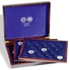 Münzkassette VOLTERRA, 3 Tableaus für 61, 10-DM-Gedenkmünzen in Kapseln, blau