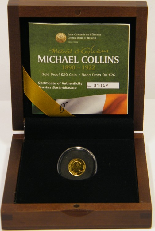 MICHAEL COLLINS 90TH ANNIVERSARY IRELAND TWENTY  EURO GOLD  PROOF COIN 2012