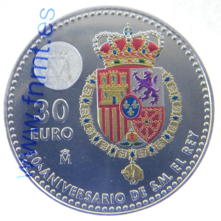 COLOURED of King Felipe VI Spain 30 euro 2018 Silver AVAILABLE 50th anniv