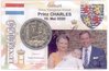 2 Euro Coincard / Infokarte Luxemburg 2020 Geburt von Prinz Charles - Relief