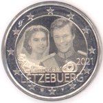 2 Euro Gedenkmünze Luxemburg 2021 40. Hochzeitstag Maria Teresa und Henri - Foto