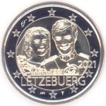 2 Euro Gedenkmünze Luxemburg 2021 40. Hochzeitstag Maria Teresa und Henri - MZ Brücke