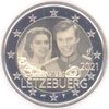2 Euro Gedenkmünze Luxemburg 2021 40. Hochzeitstag Maria Teresa und Henri - Foto mit MZ Brücke