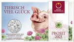 Austria 5 Euro CC 2023 New Year Coin - The Popular Pig in Folder